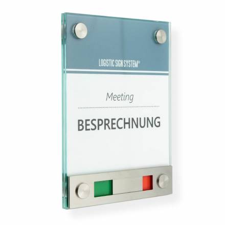 Tuerschild VITRUM Frei Belegt Rot Grün aus Glas 130 170 mm